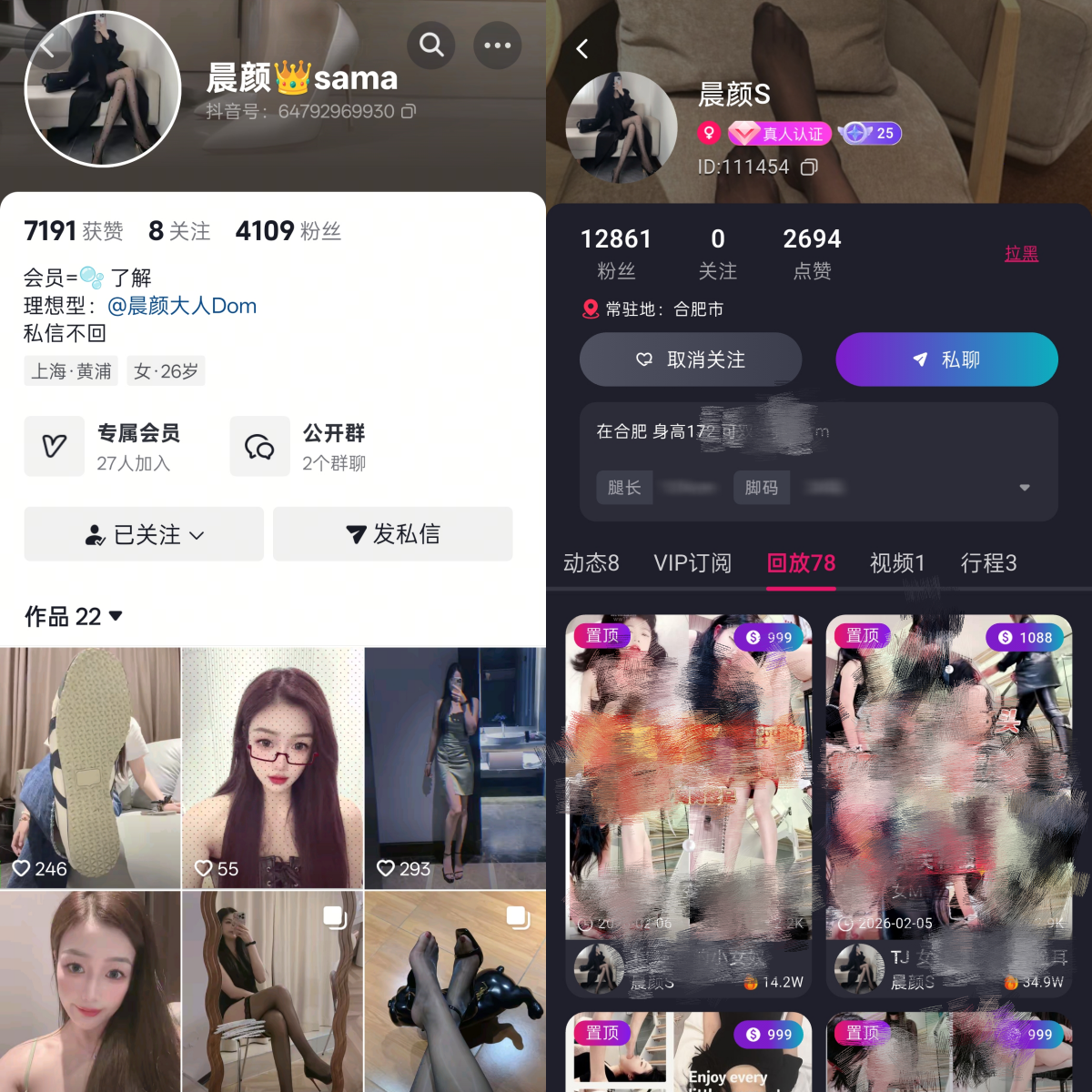 抖音晨颜付费直播合集-电鸽